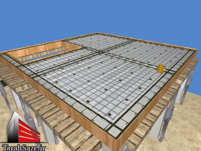 انیمیشن اجرای سقف عرشه فولادی در سازه بتنی