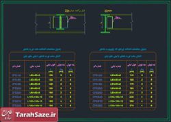 نقشه جزئیات اتصال تیر به شاهتیر توسط نبشی های جان