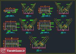 اتوکد جزییات اتصال مهاربندهای همگرا به فنداسیون