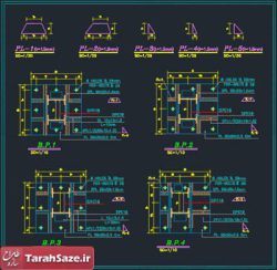 اتوکد نمونه جزئیات اجرایی صفحه ستون 50 در 50 سانتی