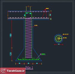 اتوکد شمع بتنی با قطر 80 سانتیمتر