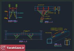 اتوکد جزئیات اجرای اتصالات بادبند واگرا