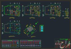 اتوکد نقشه معماری و سازه ساختمان 3 طبقه 12 در 11 متر