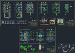 اتوکد نقشه آپارتمان 6 طبقه 2 واحدی 13 در 20 متر