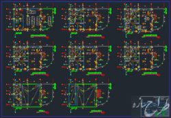نقشه معماری 6 طبقه دو نبش با بر 14 متر