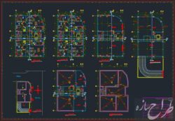 نقشه آپارتمان 7 طبقه دو واحدی دو نبش 12 در 19 متر