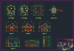 نقشه ویلا 2 طبقه با سقف شیبدار