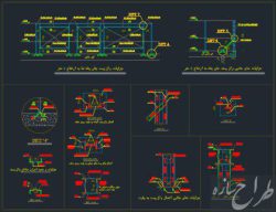 اتوکد نقشه جزئیات وال پست دیوار نما جان پناه با ارتفاع 2 متر