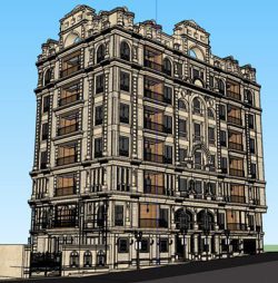 فایل اسکچاپ مدل نما آپارتمان کلاسیک 7 طبقه